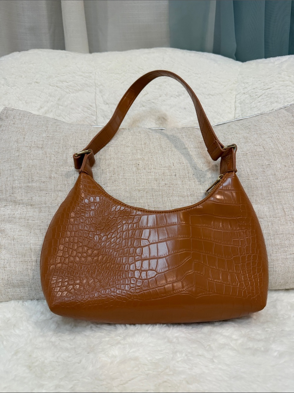 Target Brown Croc-Embossed Shoulder Bag